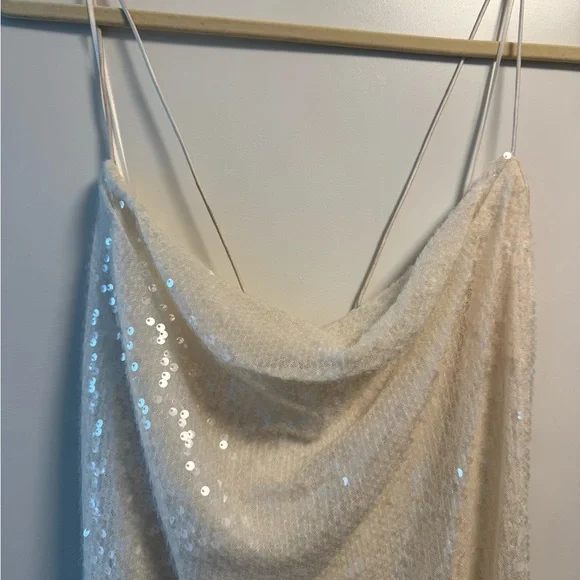 Anthropologie Cream Sequin Dress - Picture 2 of 6